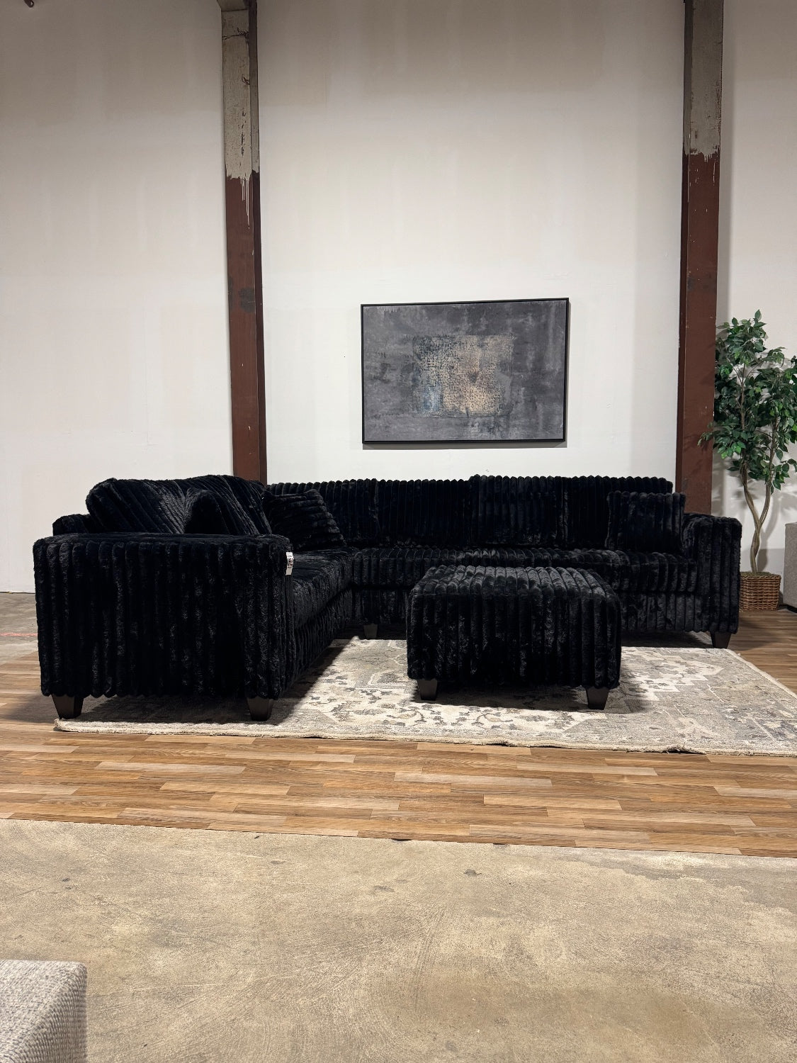 Black Corduroy Sectional Sofa ๐ Delivery Available