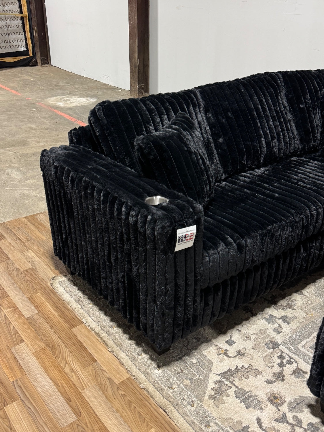 Black Corduroy Sectional Sofa ๐ Delivery Available