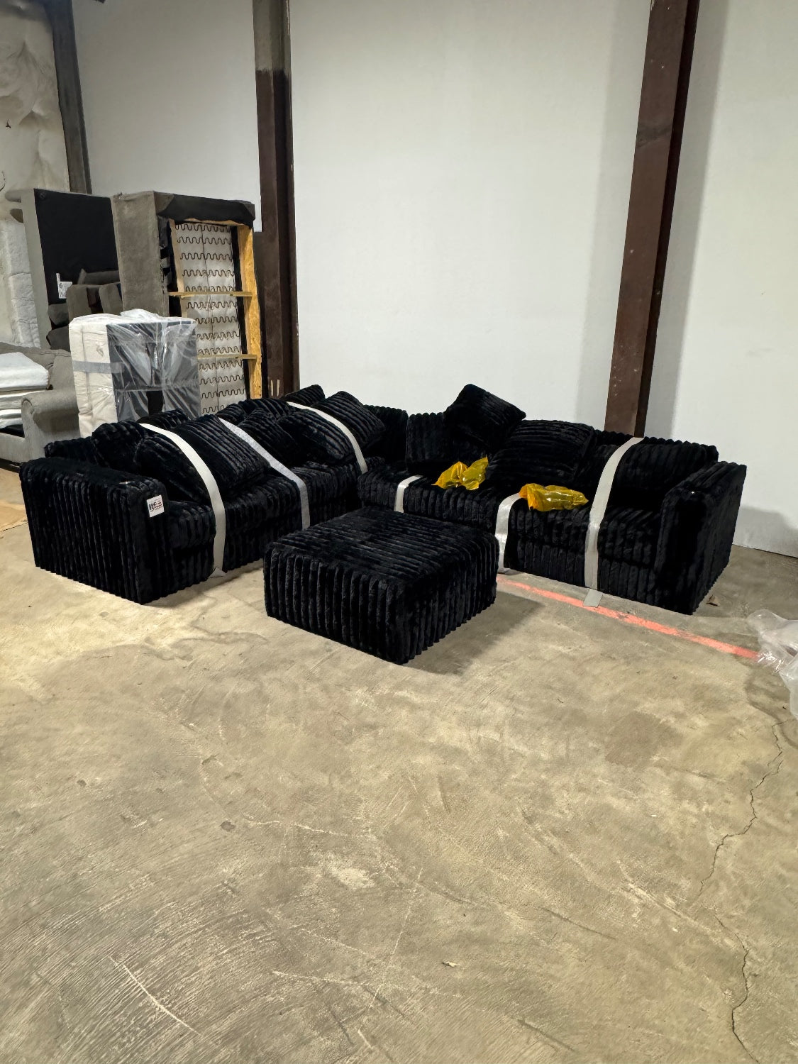 Black Corduroy Sectional Sofa ๐ Delivery Available