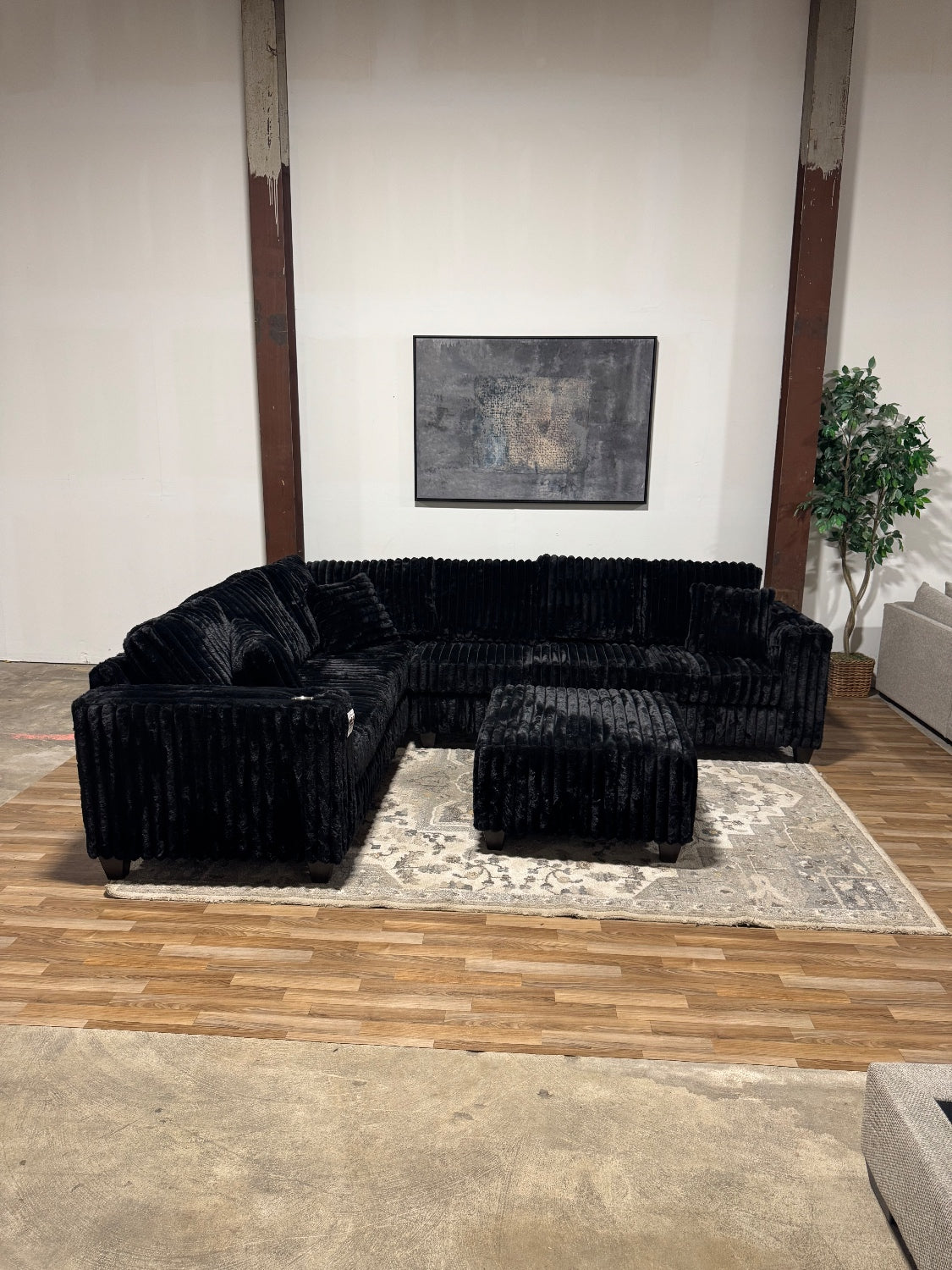 Black Corduroy Sectional Sofa ๐ Delivery Available