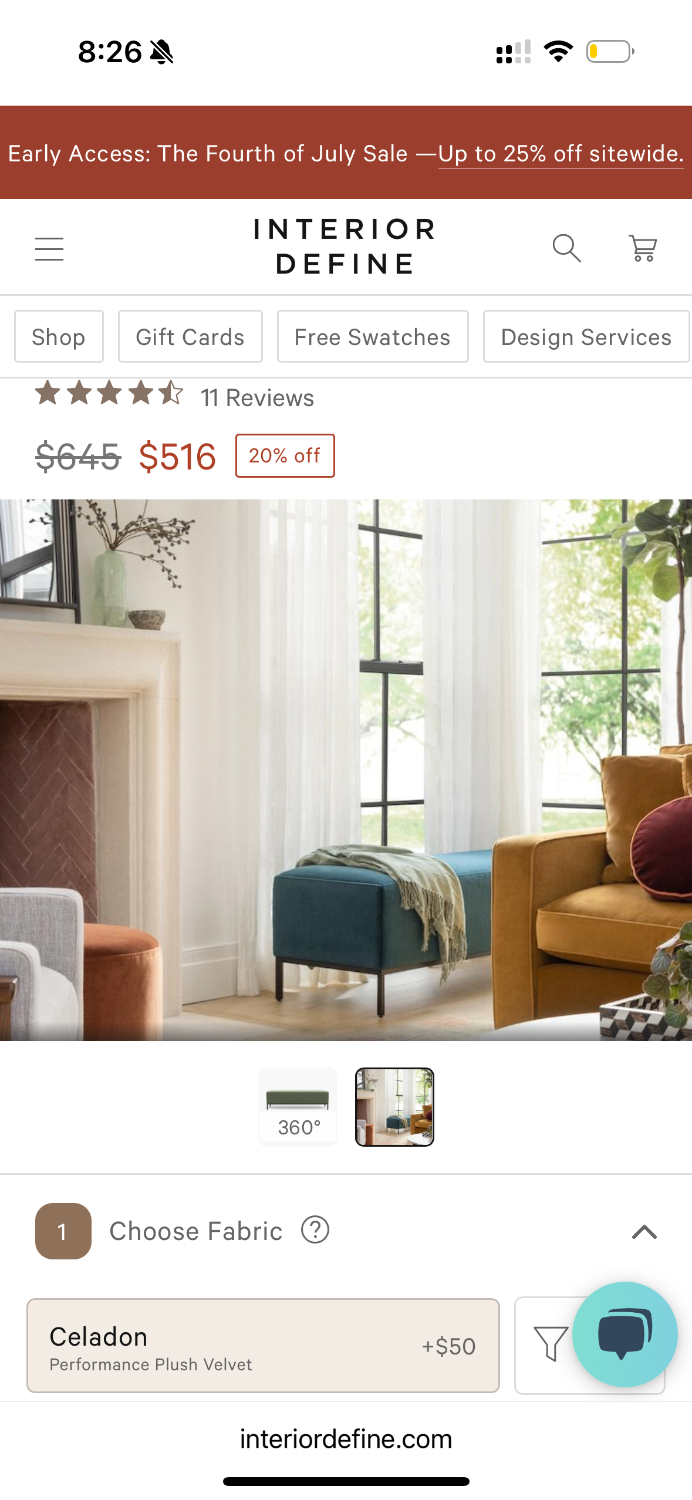 Interior Define Miller Bench (Retail $645)