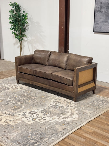 Rustic Brown Leather Sofa (Retail $3,749)
