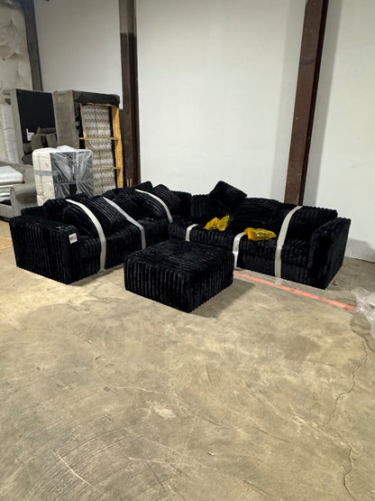 Black Corduroy Sectional Sofa 🚛 Delivery Available