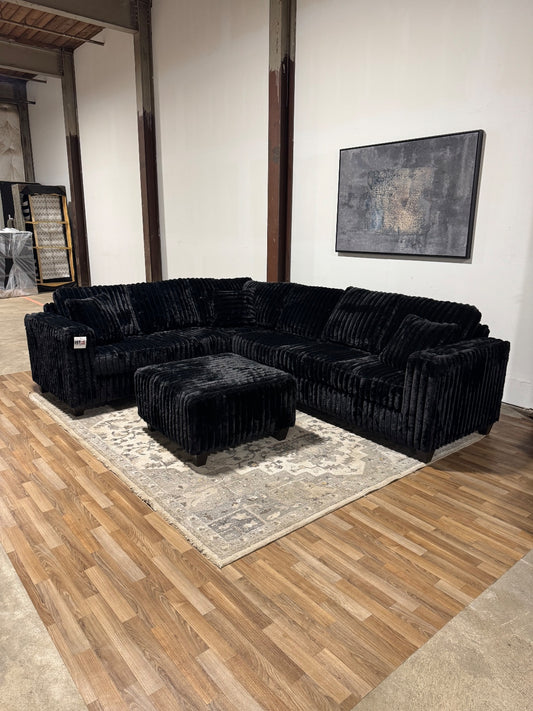 Black Corduroy Sectional Sofa 🚛 Delivery Available