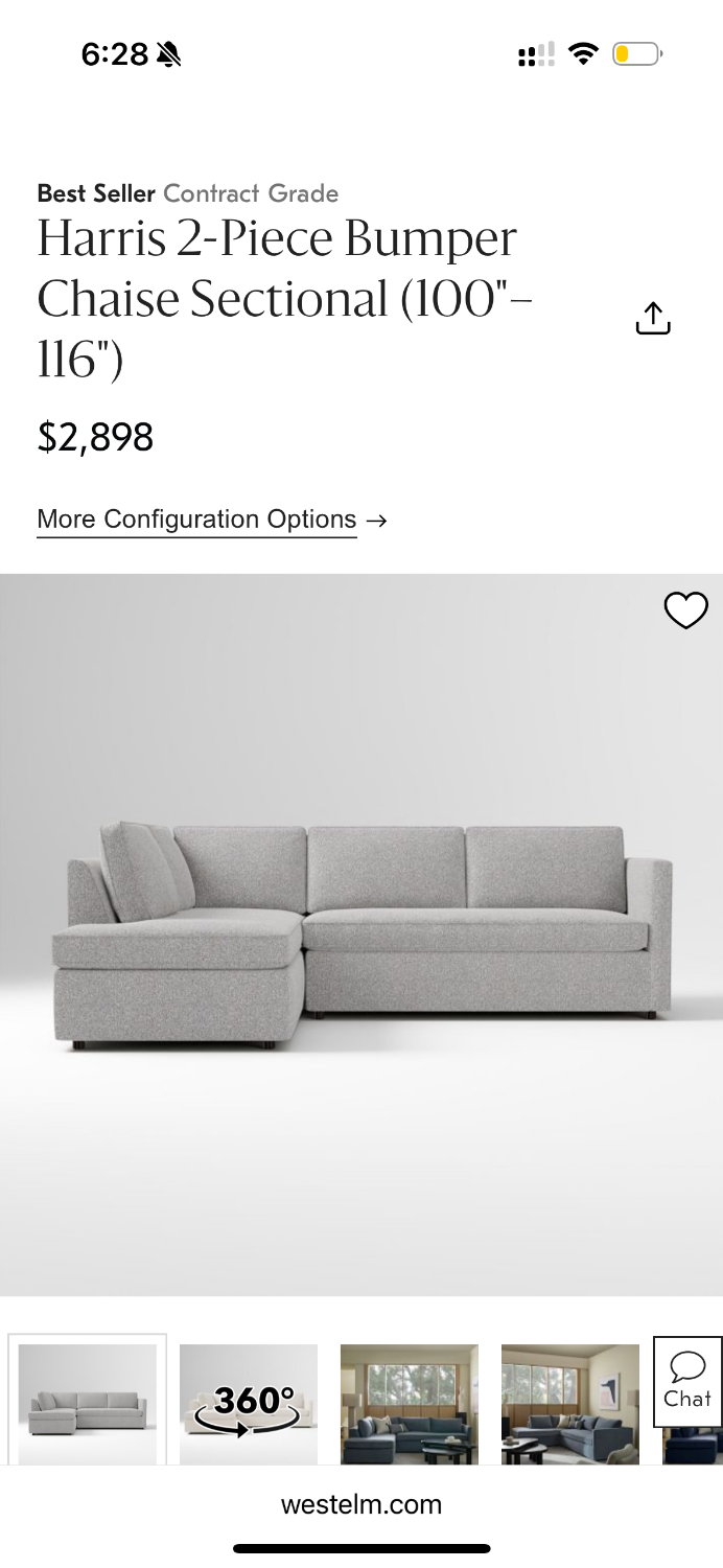 Gray West Elm Sectional Sofa🚛 Delivery Available